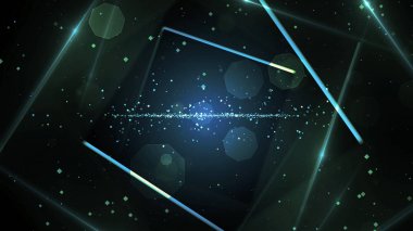 Neon hat ışıkları ile mavi sanal soyut arka plan uzay tüneli. Gerçeklik meydanı portal kemer tüneli. Spektrum canlı renkler lazer gösterisi.