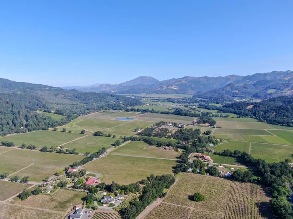 Aerial view of wine vineyard in Napa Valley during summer season. Napa County, in California\'s Wine Country, part of the North Bay region of the San Francisco Bay Area. Vineyards landscape.