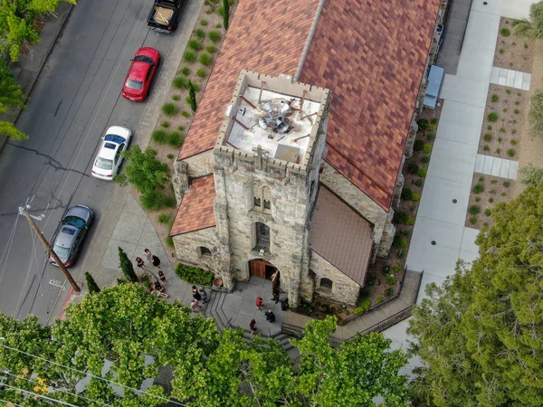 Εναέρια Θέα Της Ρωμαιοκαθολικής Εκκλησίας Της Αγίας Ελένης Ιστορικό Κτίριο — Φωτογραφία Αρχείου