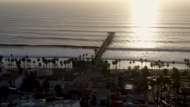 Aerial View San Clemente Pier Sunset Time San Clemente City — Stock Video