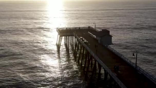 Luchtfoto Van San Clemente Pier Tijdens Zonsondergang San Clemente City — Stockvideo