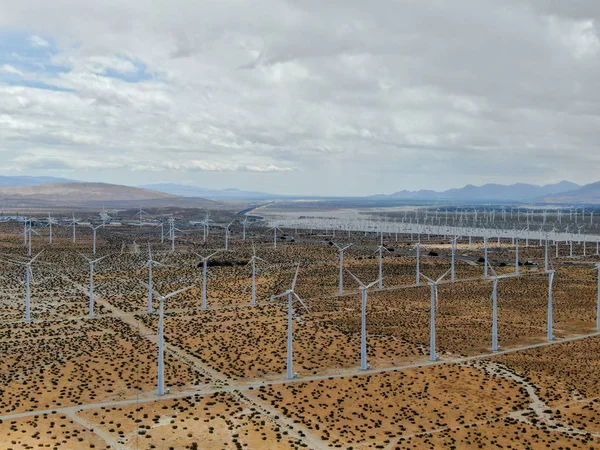 Aerial View Wind Turbines Generating Electricity Huge Array Gigantic Wind — Stock Photo, Image