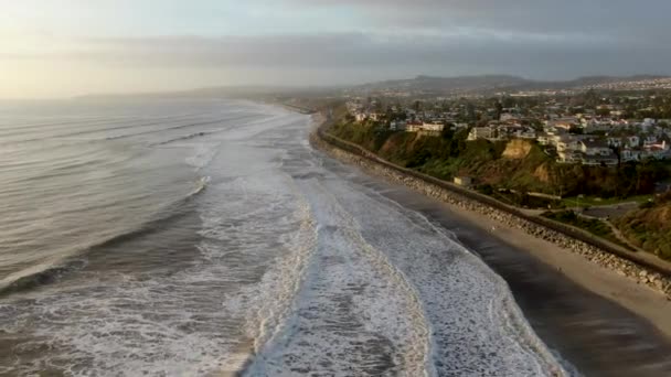 Widok Lotu Ptaka Plażę San Clemente Linię Brzegową Przed Zachodem — Wideo stockowe