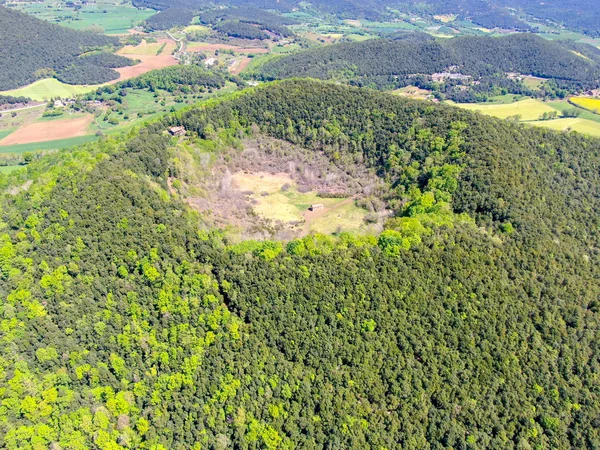 Santa Margarida Volcano Wymarły Wulkan Comarce Garrotxa Katalońskiej Hiszpanii Wulkan — Zdjęcie stockowe