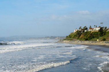 Aerial view of San Clemente beach and coastline before sunset time . San Clemente city in Orange County, California, USA. Travel destination in the South West Coast. Famous beach for surfer. clipart