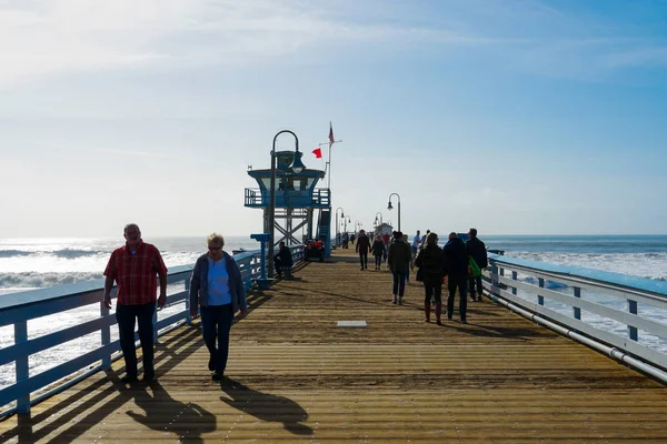 San Clemente Pier Menschen Genießen Spaziergang Und Blick Auf Den — Stockfoto