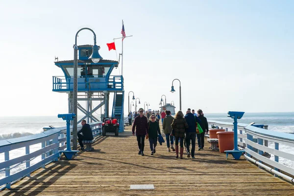 San Clemente Pier Met Badmeester Toren Voor Surfer San Clemente — Stockfoto