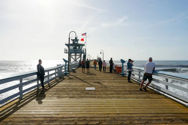 San Clemente Pier Met Badmeester Toren Voor Surfer San Clemente — Stockfoto