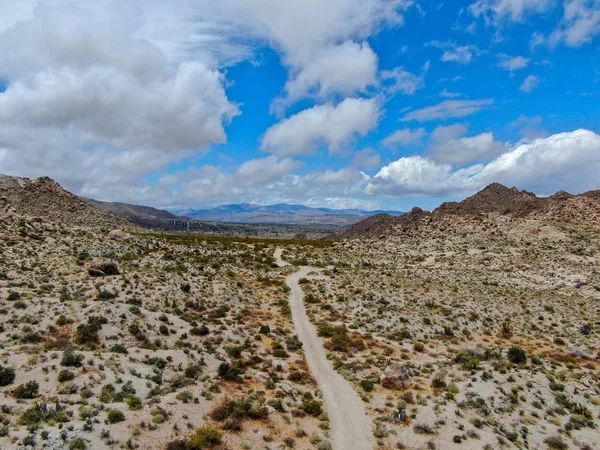 건조한 사막의 비포장 도로의 사막에서 오프로드 조슈아 남동부 캘리포니아의 국립공원 — 스톡 사진