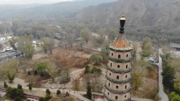 Chengde Mountain Resort Mparatorluk Yaz Sarayı Içinde Kule Köşkü Havadan — Stok video
