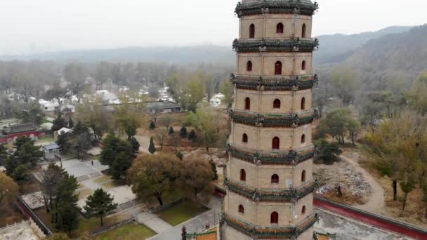 Chengde Mountain Resort Mparatorluk Yaz Sarayı Içinde Kule Köşkü Havadan — Stok video