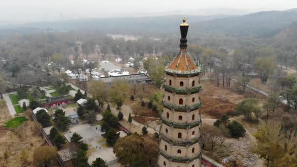 Chengde Mountain Resort Mparatorluk Yaz Sarayı Içinde Kule Köşkü Havadan — Stok video