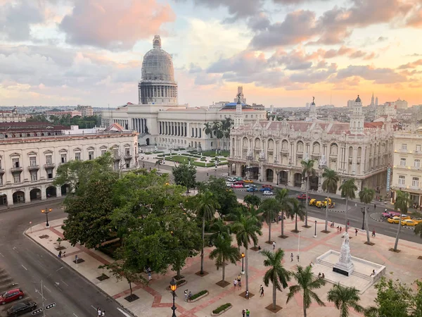 National Capitol Building Capitolio Central Park Sunset Old Havana Cuba Royalty Free Stock Photos