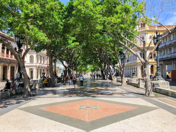 Vista Uma Zona Pedonal Avenida Paseo Marti Avenida Prado Centro — Fotografia de Stock