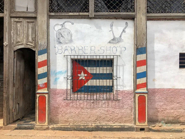 Barber Shop Gevel Oud Havana Cuba — Stockfoto