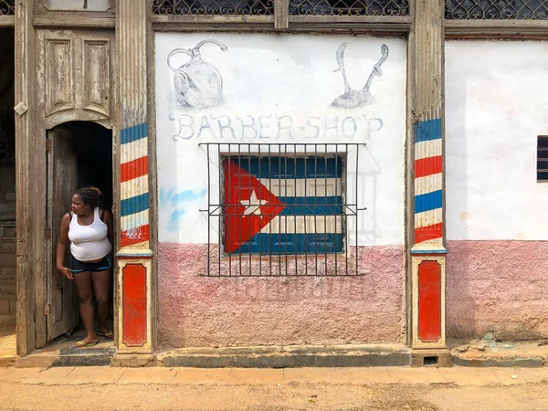 Facciata Del Negozio Barbiere Avana Vecchia Cuba — Foto Stock