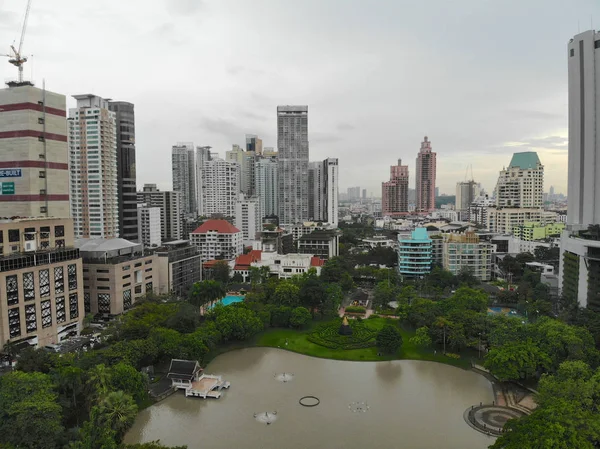 Aerial View Benchasiri Park Next Sukhumvit Street Bangkok Thailand Aerial — Stock Photo, Image