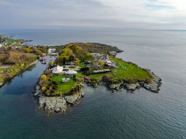Castle Hill Inn sahil lüks otel havadan görünümü, Newport, Rhode Island, Abd.