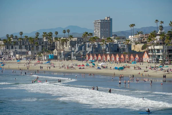 Sahilde Insanlar San Diego California Oceanside Plajında Güzel Bahar Günü — Stok fotoğraf