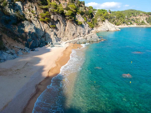 Légifotó Kilátás Gyönyörű Tengerparttal Földközi Tenger Partján Spanyolország Costa Brava — Stock Fotó