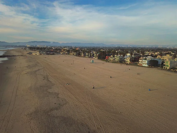 Letecký Pohled Pláž Benátské Pobřeží Před Západem Slunce Kalifornie Usa — Stock fotografie