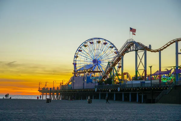 Pacific Park Sunset Time Family Amusement Park Santa Monica Pier — Stock Photo, Image