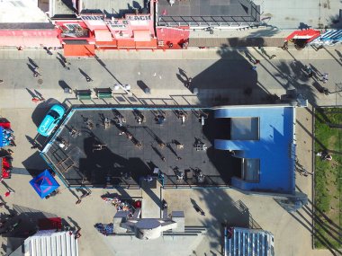 Havadan görünümü Muscle Beach, Venice Beach, Kaliforniya, Los Angeles, Amerika Birleşik Devletleri
