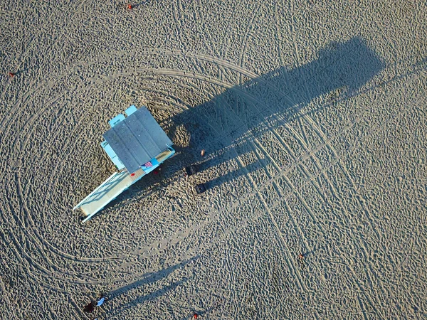 Widok Lotu Ptaka Wieża Lifeguard Plaży Venice Beach Los Angeles — Zdjęcie stockowe