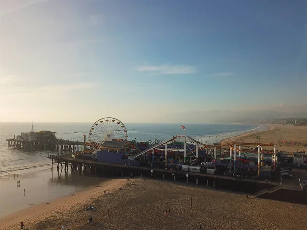 Ilmakuva Santa Monican Laituri Huvipuisto Kalifornia Los Angeles Yhdysvallat — kuvapankkivalokuva