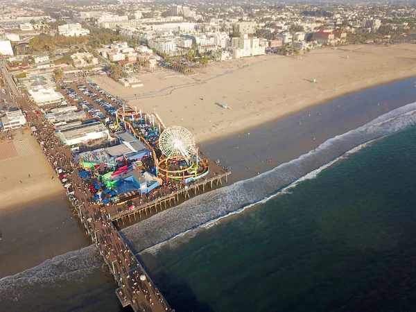 Luftaufnahme Santa Monica Pier Freizeitpark Kalifornien Los Angeles Vereinigte Staaten — Stockfoto