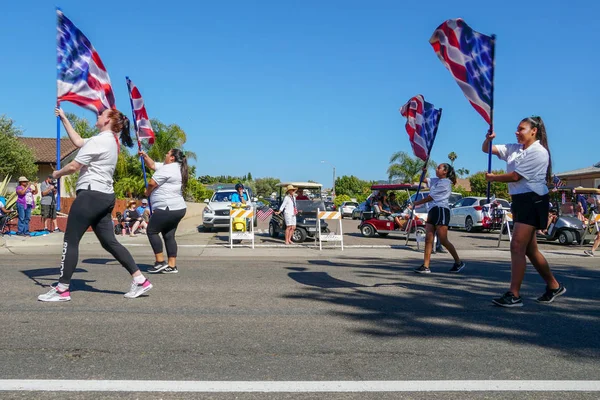 Poway Lise Zümrüt Tugayı Şerit Temmuz Bağımsızlık Günü Parade Rancho — Stok fotoğraf