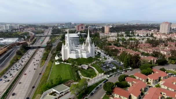 Aerial View San Diego California Temple Temple Church Jesus Christ — Stock Video
