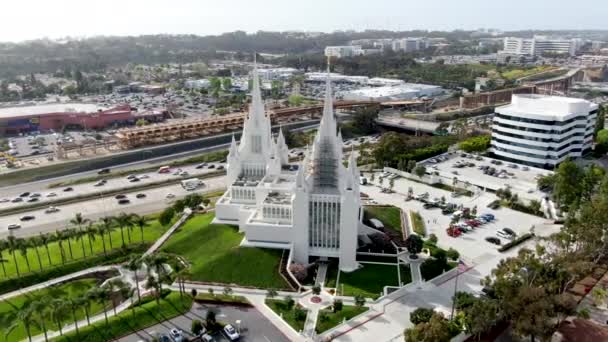 Pemandangan Udara Dari San Diego California Temple Kuil Yesus Kristus — Stok Video