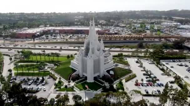 Pemandangan Udara Dari San Diego California Temple Kuil Yesus Kristus — Stok Video