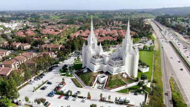 Luchtfoto Van San Diego California Tempel Tempel Van Kerk Van — Stockvideo