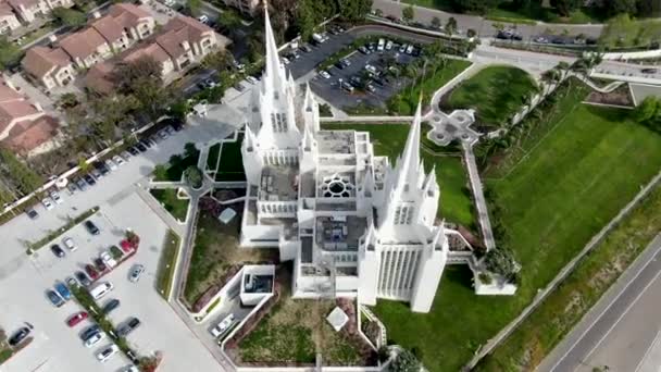 Luchtfoto Van San Diego California Tempel Tempel Van Kerk Van — Stockvideo