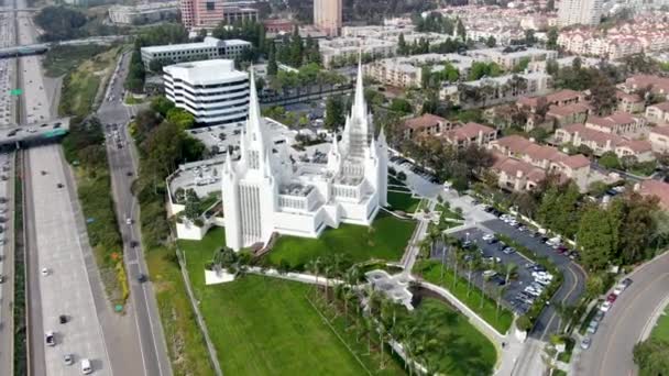 Luftaufnahme Des San Diego Kalifornischen Tempels Tempel Der Kirche Jesus — Stockvideo