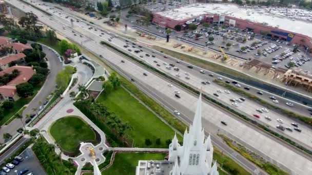 Вид Повітря Сан Дієго Каліфорнії Храм Храм Церкви Ісуса Христа — стокове відео