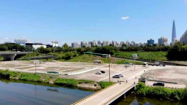 Vista Aérea Del Paisaje Urbano Seúl Corea Del Sur Drone — Vídeos de Stock