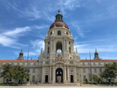 The Pasadena City Hall main tower and arcade. The City Hall was completed in 1927 and serves as the central location for city government. Pasadena, California, USA clipart