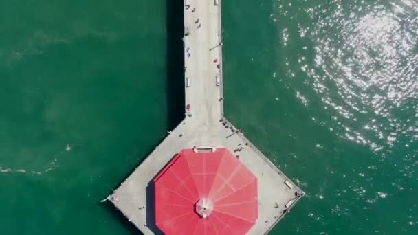 Vista Aérea Del Muelle Huntington Playa Costa Durante Soleado Día — Vídeo de stock