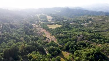 Yaz sezonunda Napa Vadisi 'nde ağaçlar ile yemyeşil tepelerin havadan görünümü. Napa County, California şarap ülkesi, San Francisco Bay Area Kuzey Körfezi bölgesinin bir parçası.