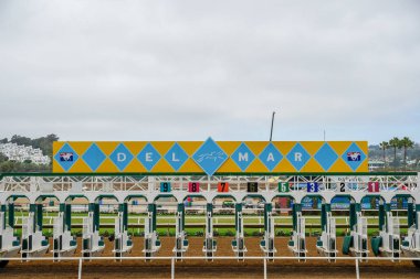 Starting gate of Del Mar racetrack. San Diego. California. USA. 07/24/2019 clipart
