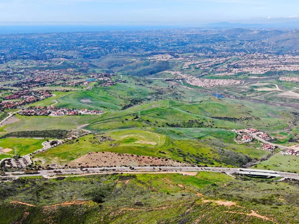 Vista Aérea Desde Black Mountain Carmel Valley Con Barrio Suburbano — Foto de Stock