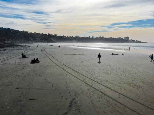 Aerial View People Enjoying Beach Sunset Time Southeast Los Angeles — Stock Photo, Image