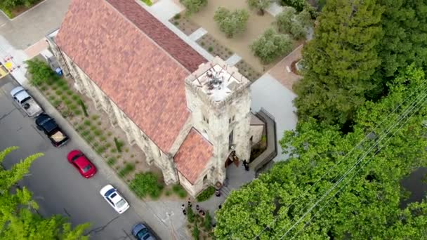 Letecký Pohled Římskokatolickou Církev Svaté Heleny Historickou Budovu Kostela Heleně — Stock video