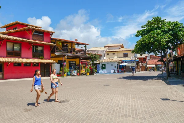 Famous Main Walking Street Tourists Shopping Bar Restaurant Praia Forte — Stock Photo, Image