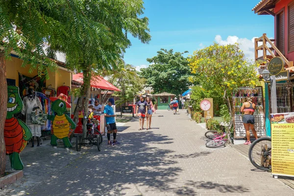 Famosa Rua Principal Para Turistas Compras Bar Restaurante Praia Forte — Fotografia de Stock