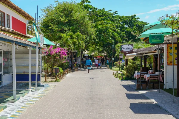 Famosa Rua Principal Para Turistas Compras Bar Restaurante Praia Forte — Fotografia de Stock