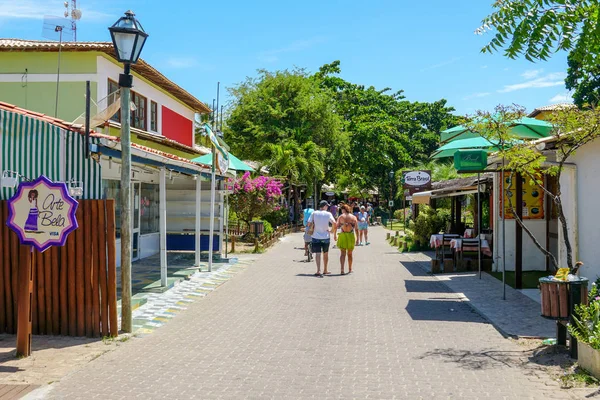 Famous Main Walking Street Tourists Shopping Bar Restaurant Praia Forte — Stock Photo, Image